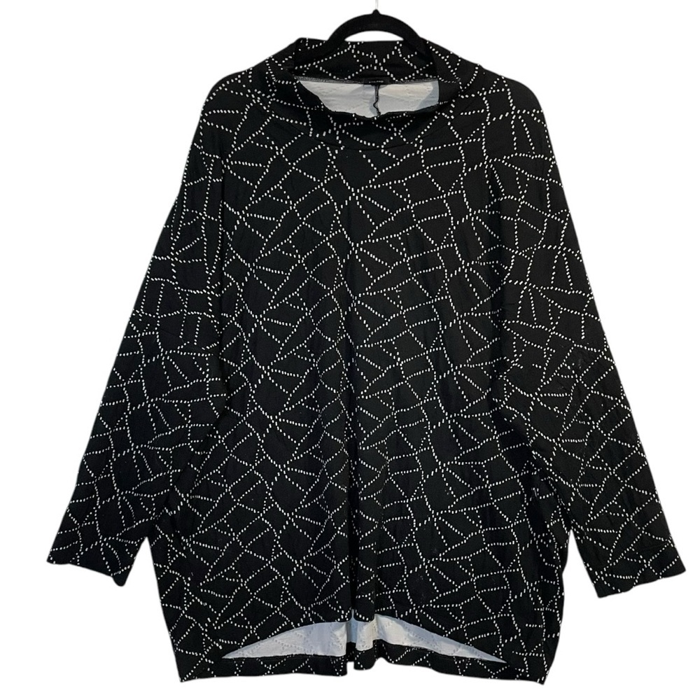 Aino Finland Black and White Geometric Patterned Oversized Top Dress Size S